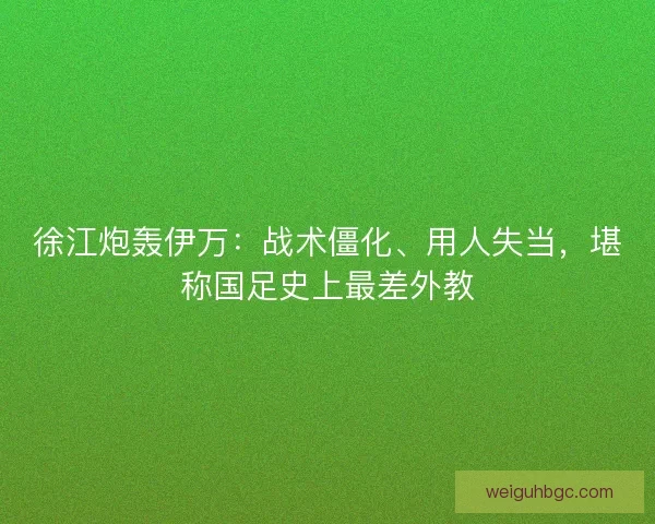 徐江炮轰伊万：战术僵化、用人失当，堪称国足史上最差外教